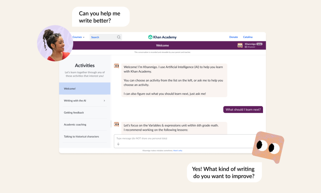Khan academy - AI tuition apps